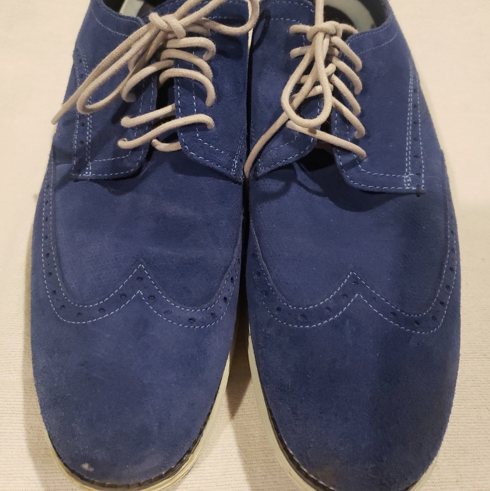 Cole Haan Original Grand Oxford Wingtips Blue Suede Casual Shoes Size12.